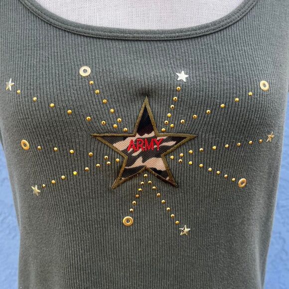 Y2k Baby Tee with Army Print Size 1X/2X  Embellished - Picture 7 of 8